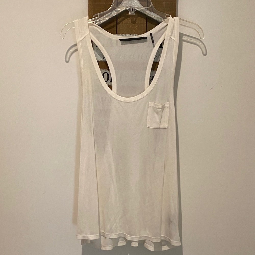 L.A.M.B. White 100% Silk Tank Top with Pocket